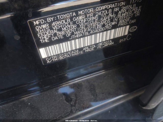 Lexus 8ar-fts 2016 JTHBA1BL4GA000752 Image 9