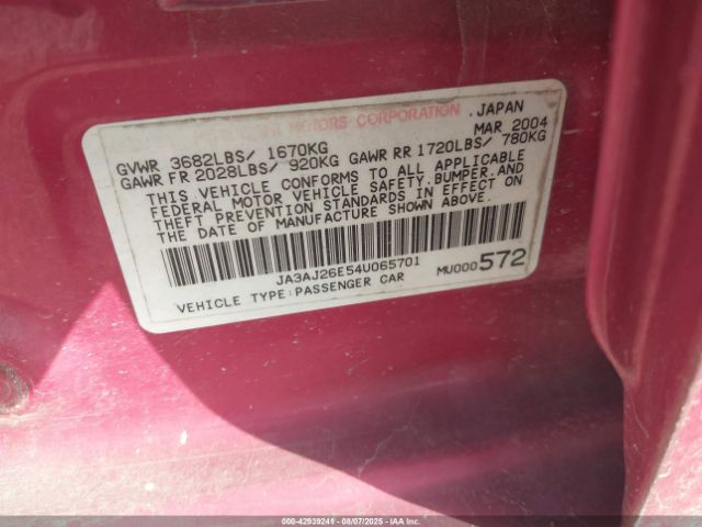 2004 MITSUBISHI LANCER JA3AJ26E54U065701 Photo 8