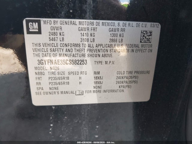 2012 CADILLAC SRX 3GYFNAE35CS582253 Photo 8