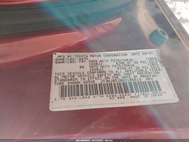 1997 TOYOTA LAND CRUISER JT3HJ85J8V0185619 Photo 8