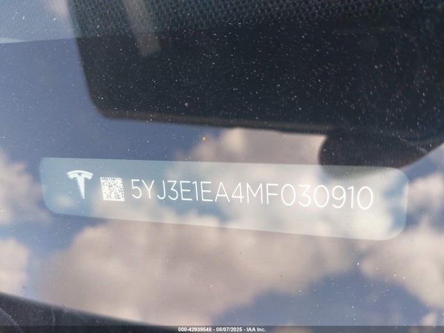 2021 TESLA MODEL 3 5YJ3E1EA4MF030910 Photo 8