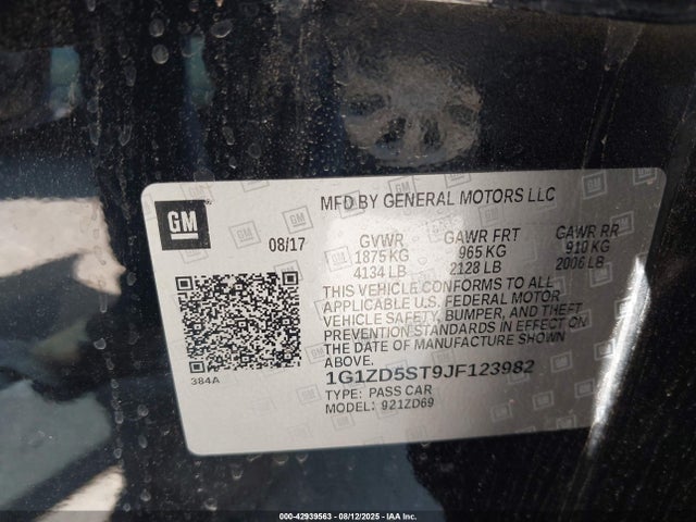 1G1ZD5ST9JF123982 Chevrolet lfv - direct injection, variable valve timing, gen 1