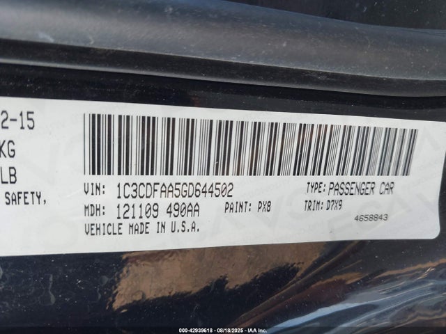 Dodge 2016 2016 1C3CDFAA5GD644502 Image 9