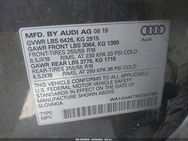 2019 AUDI Q7 WA1AHAF79KD047685 Photo 8