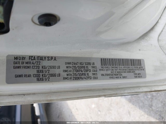 ZFBHRFAB7N6W71314 RAM Promaster City