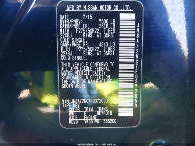JN8AZ2NC7F9372050 Infiniti QX80