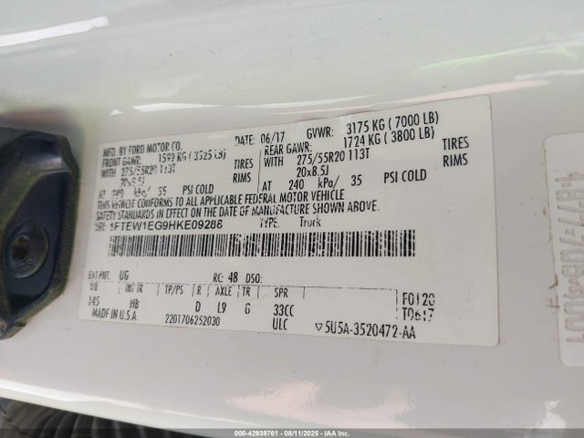 Ford gtdi 2017 1FTEW1EG9HKE09288 Image 9