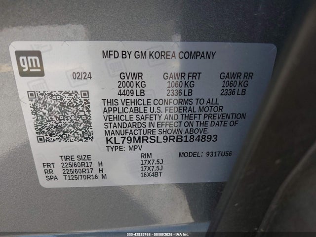 KL79MRSL9RB184893 Chevrolet l3t