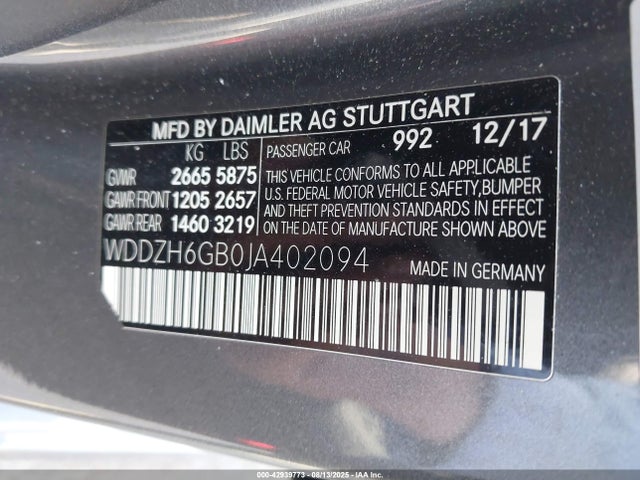 WDDZH6GB0JA402094 Mercedes-Benz m276