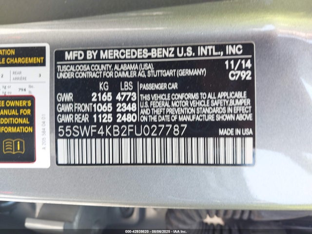 55SWF4KB2FU027787 Mercedes-Benz C-Class