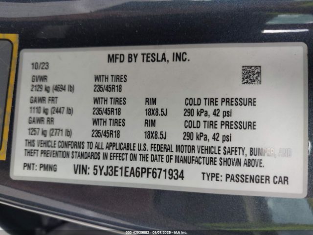 2023 TESLA MODEL 3 5YJ3E1EA6PF671934 Photo 8