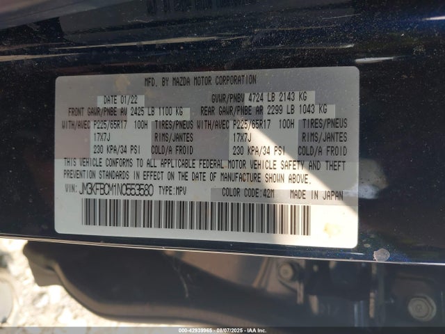 JM3KFBCM1N0553580 Mazda py cylinder deactiviation