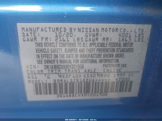 3N1AB8CVXMY201908 Nissan 2021