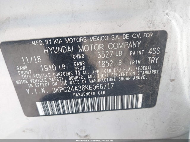 3KPC24A38KE066717 Hyundai 1.6l dohc gdi gamma