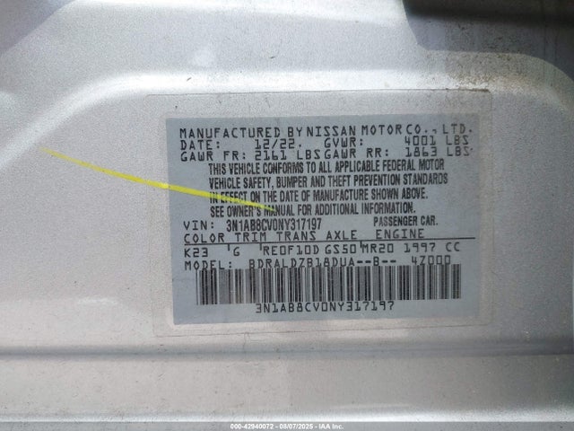 3N1AB8CV0NY317197 Nissan 2022