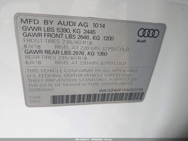 2015 AUDI Q5 WA1CFAFP1FA063238 Photo 8