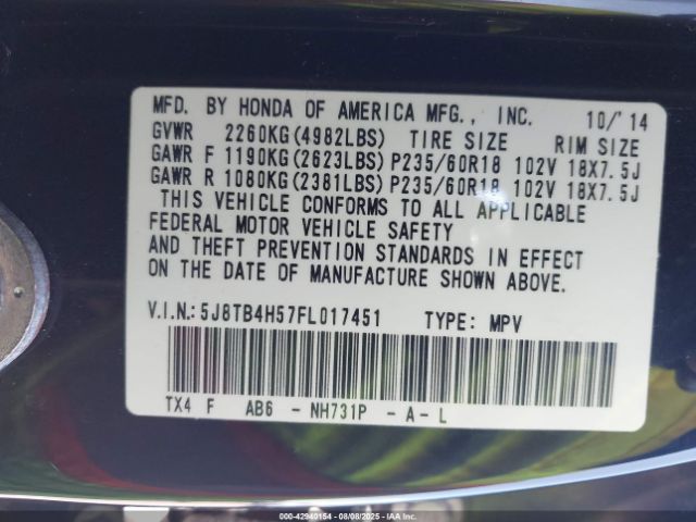 2015 ACURA RDX 5J8TB4H57FL017451 Photo 8