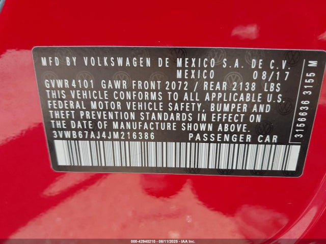 3VWB67AJ4JM216386 Volkswagen 1.4 tsi