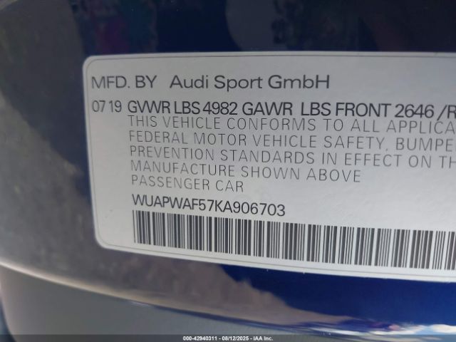 2019 AUDI RS 5 WUAPWAF57KA906703 Photo 8