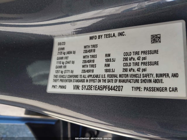 2023 TESLA MODEL 3 5YJ3E1EA5PF644207 Photo 8