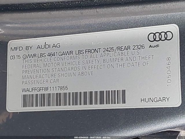 2015 AUDI S3 WAUFFGFF8F1117855 Photo 8
