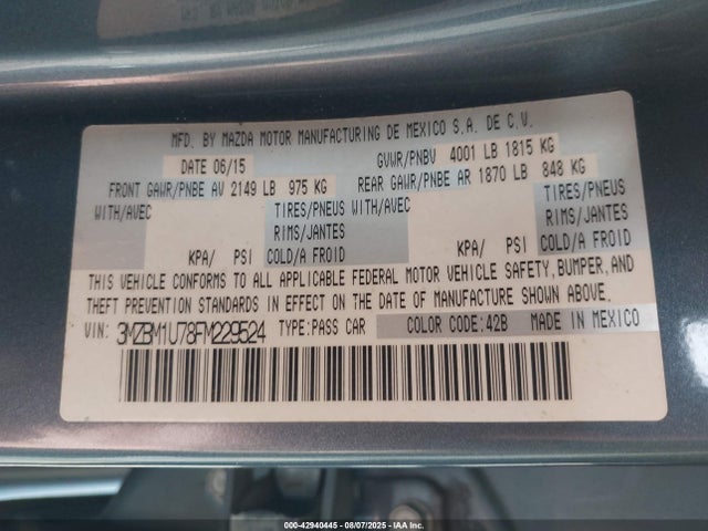 3MZBM1U78FM229524 Mazda pe