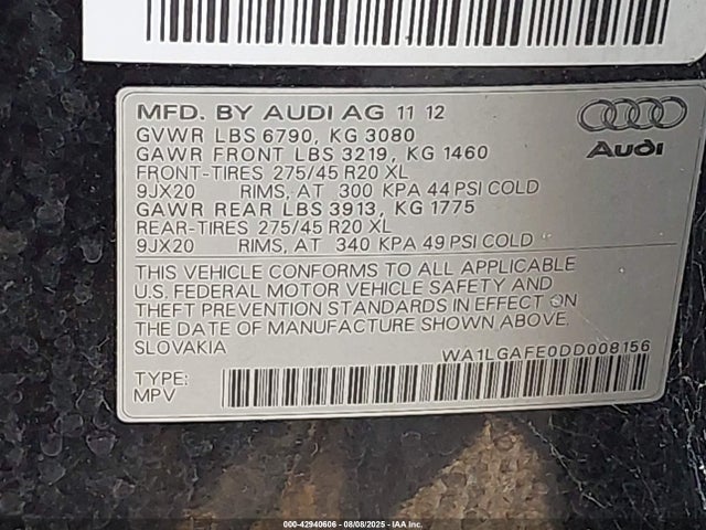 2013 AUDI Q7 WA1LGAFE0DD008156 Photo 8