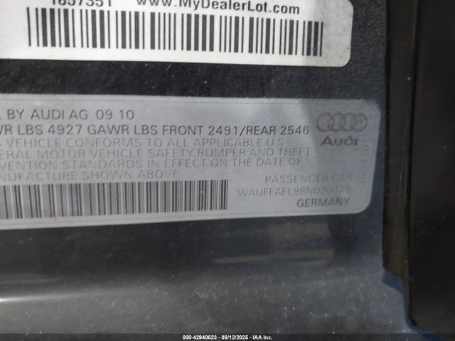 2011 AUDI A4 WAUFFAFL9BN020475 Photo 8