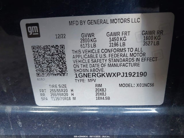 1GNERGKWXPJ192190 Chevrolet lfy