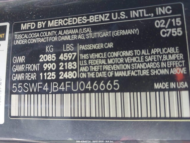 Mercedes-Benz 2015 2015 55SWF4JB4FU046665 Image 9
