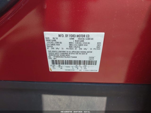 1FM5K8GT0JGC72468 Ford 3.5l gtdi
