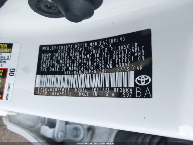 Toyota 2zr-fe 2019 5YFBURHE8KP893397 Image 9