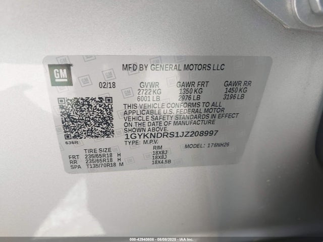 2018 CADILLAC XT5 1GYKNDRS1JZ208997 Photo 8