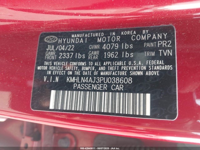 KMHLN4AJ3PU038608 Hyundai gdi kappa