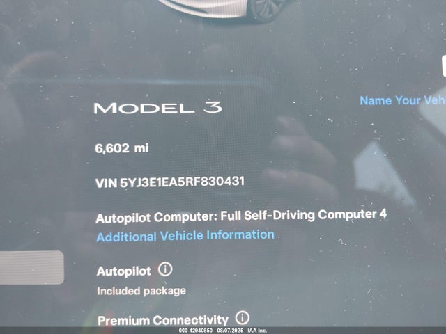 5YJ3E1EA5RF830431 Tesla 2024