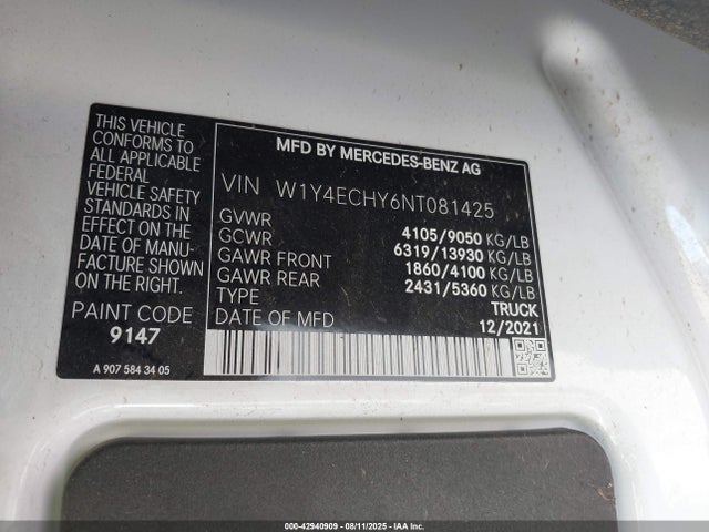 W1Y4ECHY6NT081425 Mercedes-Benz Sprinter 2500 High Roof V6