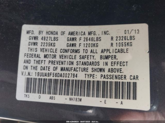 2013 ACURA TL 19UUA9F56DA002794 Photo 8