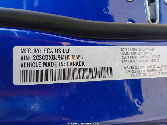 Dodge 2021 2021 2C3CDXGJ9MH508868 Image 9
