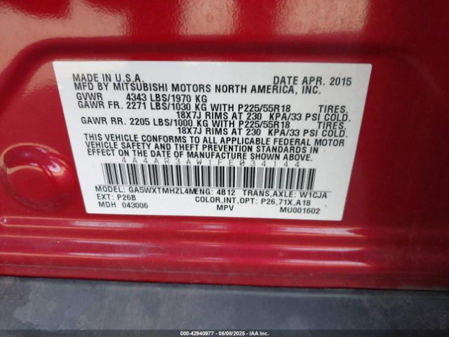 2015 MITSUBISHI OUTLANDER SPORT 4A4AR3AW1FE034144 Photo 8