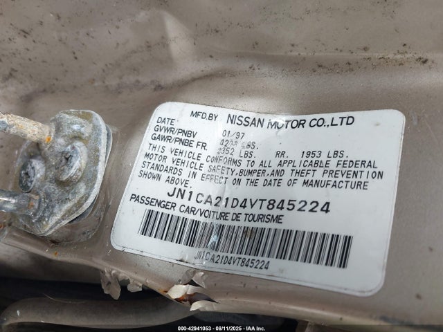Aukcja sprzedaży 1997 Nissan Maxima Gle/gxe/se, vin: JN1CA21D4VT845224, numer aukcji: 42941053