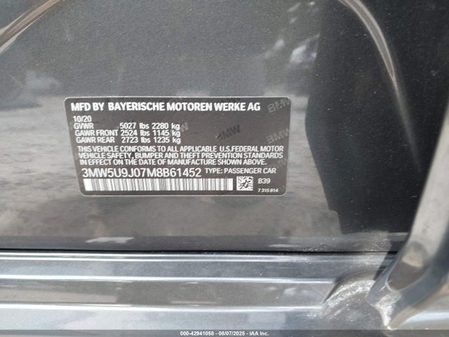 3MW5U9J07M8B61452 BMW M340I