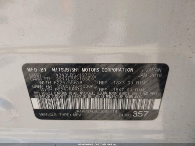 2018 MITSUBISHI OUTLANDER SPORT JA4AP3AU6JU005114 Photo 8