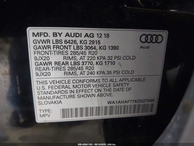 2019 AUDI Q7 WA1AHAF77KD027046 Photo 8