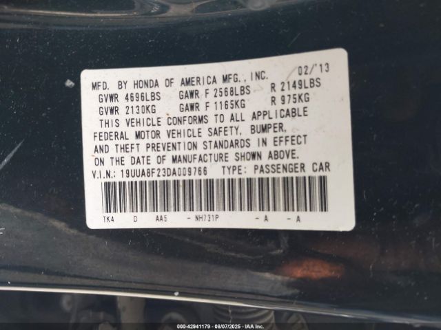 2013 ACURA TL 19UUA8F23DA009766 Photo 8