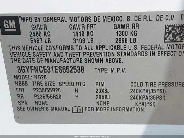 Cadillac lfx - vvt, e85 max, aluminum 2014 3GYFNCE31ES652538 Image 9