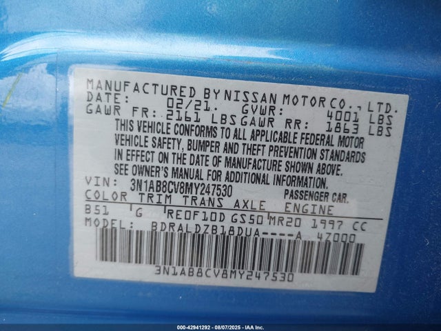 3N1AB8CV8MY247530 Nissan 2021