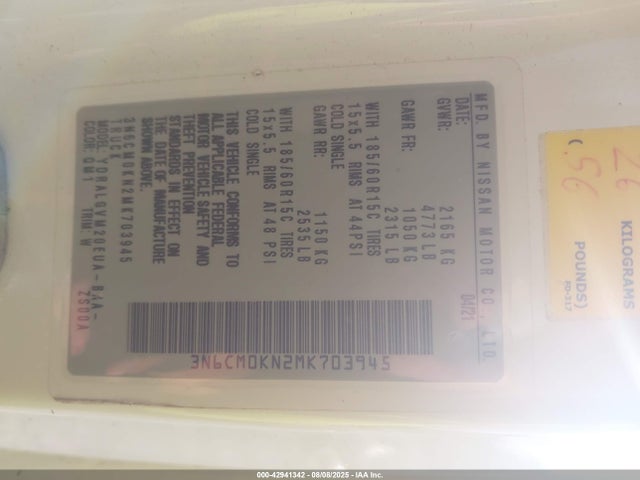 Nissan NV200 2021 3N6CM0KN2MK703945 Image 9