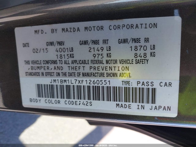 JM1BM1L7XF1260551 Mazda Mazda3 I Touring