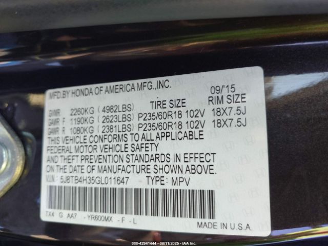 2016 ACURA RDX 5J8TB4H35GL011647 Photo 8