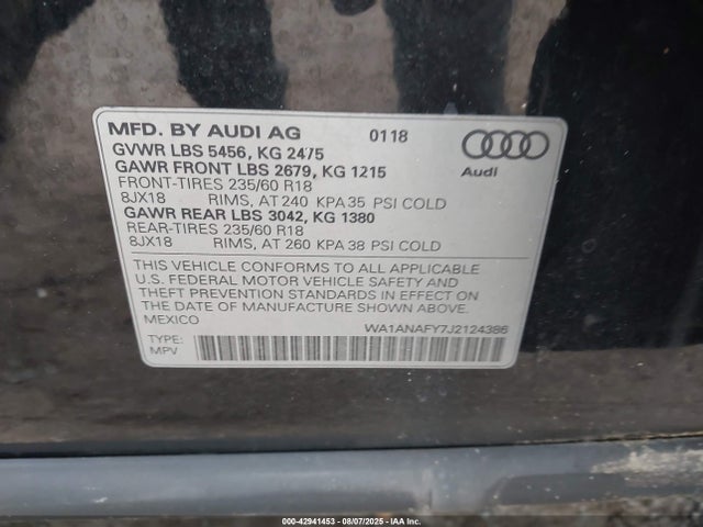 2018 AUDI Q5 WA1ANAFY7J2124386 Photo 8